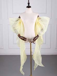 1 对长款白色透明雪纺可拆卸新娘袖，水晶薄纱飘逸袖口，适合婚纱、连衣裙、角色扮演、拍照道具的多功能配饰，秋季配饰 - 多色 - 查看 6