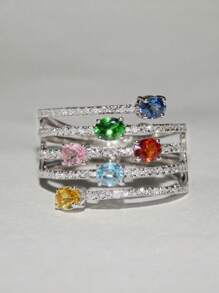 1 PC Retro Style Cubic Zirconia Ring For Women For Wedding Engagement Party Jewelry Valentine's Day Gift,Mom,Mother,Mother's Day,Gift