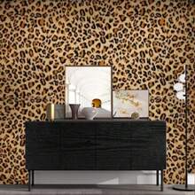 1 Roll Leopard Print Vintage Animal Removable Vinyl Self-Adhesive Wallpaper, Drop Match Pattern, Waterproof, Detachable, For Cabinets, Dresser Drawers, Shelves, Bedroom, Bathroom Vanity, Wall Furniture Workstation Decor