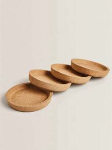 1pc/5pcs/6pcs Round Japanese Soft Cork Cup Mat Coaster Heat Insulation Mat Raised Creative Tea Cup Saucer Coffee Pad, Retro Round Small Tea Cup Pad, Bohemian Style Decor Mat For Restaurant