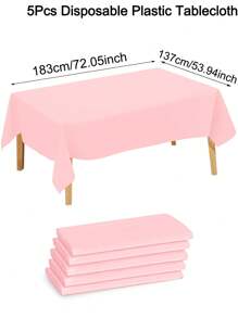 137x183cm Disposable Solid Color Tablecloth - 1pc/5pcs Multi-Color PE Rectangle Table Cover, Suitable For Weddings, Parties, Birthday, Bridal Shower, Graduation, Baptism, Banquets, Christmas Party Table Cloth, Home Decorations