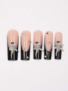 10 Pieces Of Nail Art Accessories, Alloy Rhinestones Rhine River Diamond Shiny Three-Dimensional Nail Art Pendant, Animal Silver Solid Color DIY Art Decoration