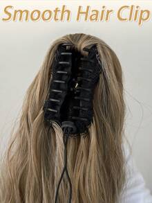 Claw Ponytail Extension Hair Long Wavy Bouncy Curls Brown With Golden Color 24 Inch Heat Resistant - Brown Ombre - View 9