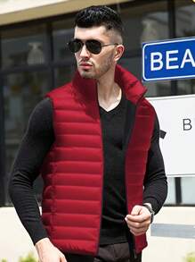1 pieza Chaqueta sin mangas para hombres, cuello alto, versátil y de moda, abrigo de otoño/invierno