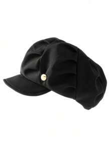 Women's Fashion Pleated Cloud Beret Hat, Retro Octagonal Peaked Newsboy Artist Cap