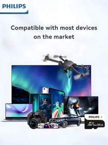 PHILIPS PHILIPS hochkompatible, großvolumige Speicherkarte, stabile Lese- und Schreibvorgänge, langanhaltend, vollständig kompatibel mit allen Arten digitaler Geräte, ermöglicht einfaches Speichern von Fotos, Videos und wichtigen Dateien und erfüllt verschiedene Nutzungsanforderungen wie tägliches Fotografieren, Datensicherung, Audio- und Videoaufnahmen usw.!