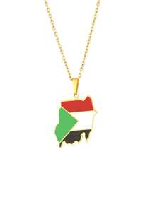 Elegante colgante de acero inoxidable con mapa de la República de y bandera, collar (sin)