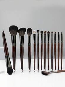 Bộ 14 cọ trang điểm tự nhiên, bộ cọ tán phấn mắt, cọ trang điểm đa năng. - màu nâu - Xem 9
