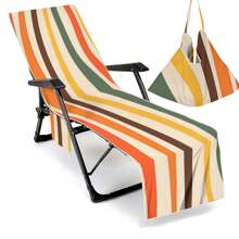 1pc Striped Super Fine Fiber Beach Chair Cover, Water Absorbent Beach Chair Tote Bag, Casual Vacation Sunbed Lounger Cover For Beach, Garden, HotelTravel Essentials Travel Accessories Beach Essentials