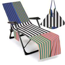 1pc Striped Super Fine Fiber Beach Chair Cover, Water Absorbent Beach Chair Tote Bag, Casual Vacation Sunbed Lounger Cover For Beach, Garden, HotelTravel Essentials Travel Accessories Beach Essentials