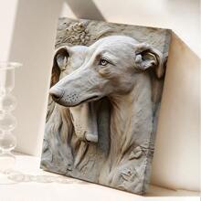 1pc Vintage Greyhound 2D Relief Sculpture Canvas Art, Hyper Realistic Framed Wooden Wall Decor For Home, Family Cabins, Corridors, Bedrooms,Canvas Wall Art,Posters For Room,Home Decor,Room Decor Aesthetic, Animals Room Decoration Stuff.Optional Frame