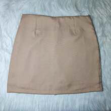 Short Saia com Brilho - Alfaiataria - Bege - Visão 4