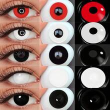1 Pair Of Quadratic Colored Cosplay Contact Lenses, Anime Colored Lenses With Pink Pupils For Parties Halloween Costume Cosplay - Yearly Disposable - View 1
