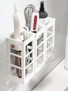 1 pieza Soporte para rizador de cabello, para secadores de pelo, planchas, tenacillas, alisadores y peines, organizador adhesivo de pared, cesta de ducha y accesorios para el cabello, almacenamiento y organización de baño