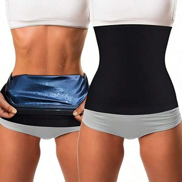 1 pieza Cinturón reductor de cintura - Accesorios de ejercicio y acondicionamiento físico para hombres y mujeres - Que mejora la transpiración, brinda soporte lumbar y corrige la postura para yoga, acondicionamiento físico y sesiones de sauna. Cinturón de ejercicio adecuado para entrenamiento, deportes y caminata en casa.