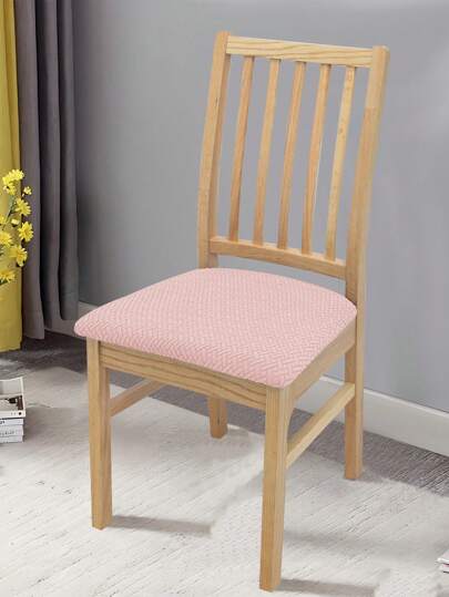 Capas de almofada para assento de cadeira de cor sólida com listras jacquard de 1/4/6 peças, capas protetoras removíveis para assento de cadeira de meio envoltório para cozinha, sala de jantar, cadeiras de sala de estar