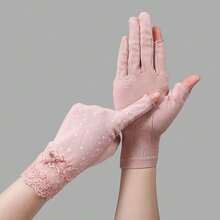 1Pair Women Sunscreen Gloves Female Summer Spring Sun Protection Gloves Cycling Driving Running Thin Elastic Anti-UV Mittens