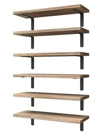Wooden Floating Shelf, Rustic Wall Decor Rack, Bedroom Farmhouse Decor, Bathroom Storage Organizer, Living Room Bookshelf, Natural Wood Rack, Suitable For Living Room, Bedroom, Home Office - Natural