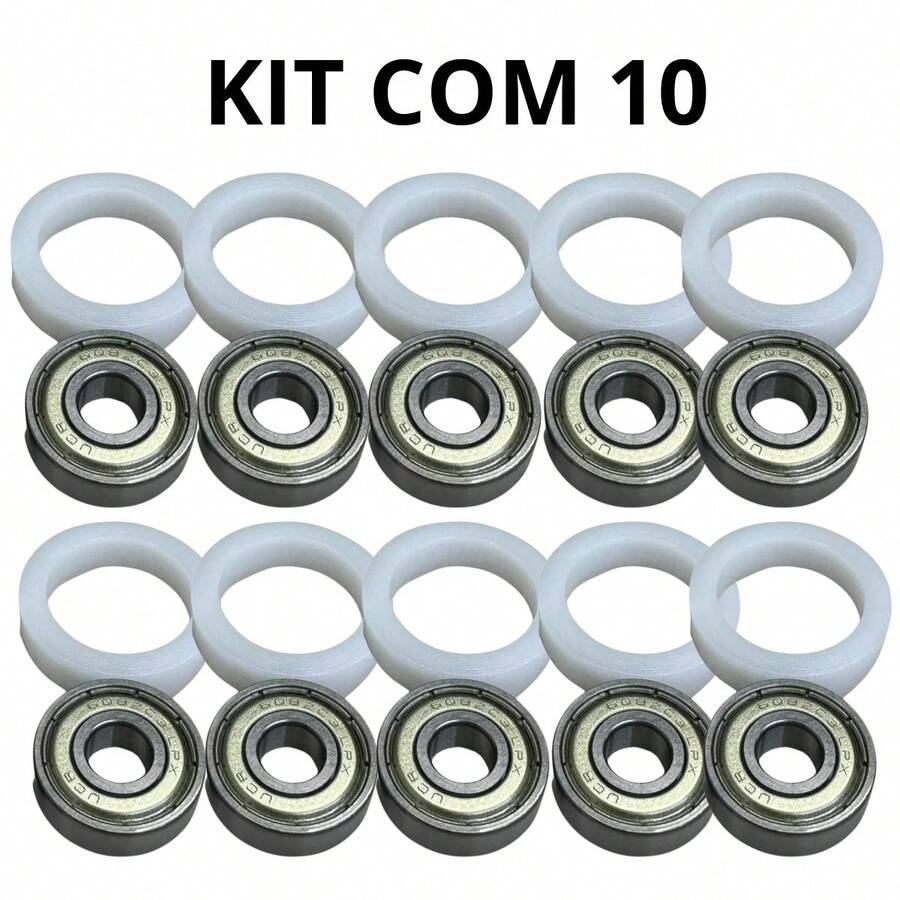Kit c/10 Calço Suporte Para Ventilador 29mm + Rolamento 608z - Branco - Visão 1