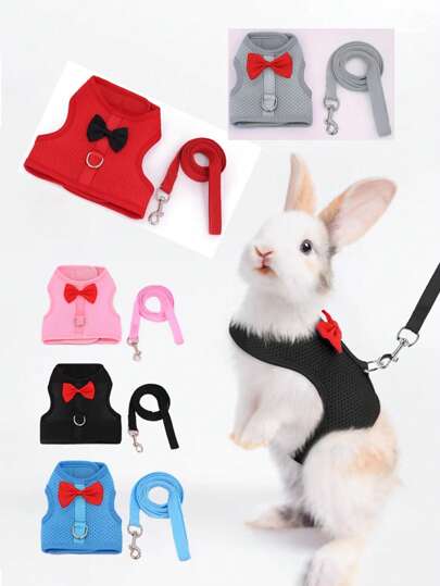 Hot-selling Bunny Bowknot Design Vest-style Chest & Back Pulling Rope For Small Dogs, Guinea Pigs, Cats, Etc.
