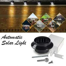 6 White Solar Gutter Lights Outdoor Decorative Waterproof LED Fence Lights For Lighting Railings, Exterior Walls, Decks, Gardens, Paths, Backyards, Sidewalks, Yards, Patios, No Drilling Required For Installation