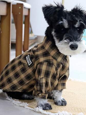 1pc Pet Casual Fashion Spring/Summer Plaid Shirt