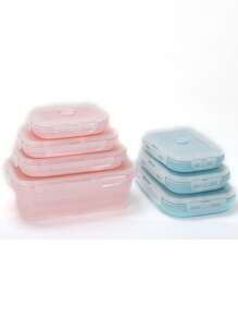 Set(4pcs) OPP Square Portable Foldable Silicone Lunch Box Microwave Oven Lunch Box Refrigerator Preservation Box