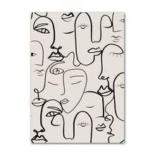 1 幅线条女孩脸叶现代抽象黑白海报和印刷品帆布画墙艺术画适用于客厅家居装饰可选画框 - 彩色 - 查看 31