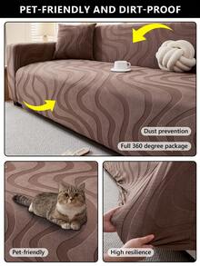 1pc Stretch Sofa Cover - Easy To Install, Fully Protects 1/2/3/4 Seater Sofa, Living Room/Home Decor, Anti-Slip, All Season Sofa Slipcover (Dark Coffee, 90-140cm, Single Seater, 1pc) - Dark Brown - View 8