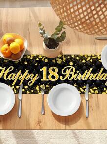 1pc Polyester Fiber Birthday Party Table Runner Decor
