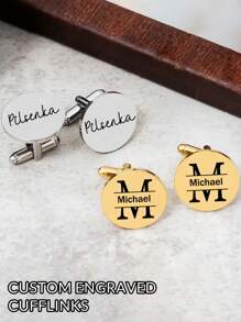 2 stuks aangepaste manchetknopen, gepersonaliseerde naammanchetknopen, aangepaste initialenmanchetknopen, gegraveerde metalen manchetknopen, huwelijksgunstgeschenk, geschenk voor beste man