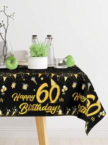 1 Pieza Mantel desechable de mesa para cumpleaños, en negro y dorado, para 18, 30, 40, 50 o 60 años, decoración de fiesta, suministros de fiesta, decoración del hogar, decoración de mesa, favor de fiesta para cocina, comedor o celebraciones - cumpleaños de oro negro - Ver 6