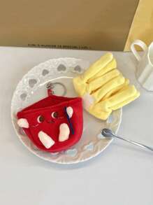 1 pieza Llavero de peluche con diseño de dibujos animados, llavero de poliéster casual y adorable con motivos de comida y bebida como hot dog, pata de pollo, hamburguesa, papas fritas, expresiones de comida, accesorio colgante para mochila, escuela, oficina, amigos, cumpleaños, vacaciones, de vuelta a la escuela, accesorio para coche, dije para bolsa, mochila