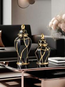 1PC Ceramic Light Luxury High-End Feeling Cracked General Vase Suitable For Office Desktop Flower Arrangement, TV Cabinet Beautiful Vase, Living Room Desktop Flower Arrangement, Dried Flower Vase Decoration
