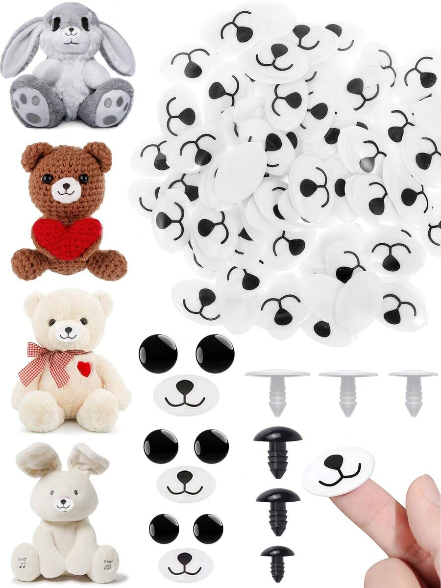 Bộ 30 món mắt và mũi động vật - Đồ thủ công bằng nhựa cho Amigurumi, điêu khắc mềm và nghệ thuật vải | Bộ mắt và mũi tự làm bền chắc (Nhiều kích cỡ)