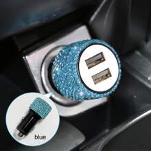 1 pièce Chargeur de voiture 2-en-1/8-en-1 avec strass, câble de charge 3-en-1 avec strass, charge rapide, Type C, USB, adaptateur de voiture, compatible avec Apple, téléphone, caméra de tableau de bord, iPad, GPS, cadeau pour les vacances/anniversaire