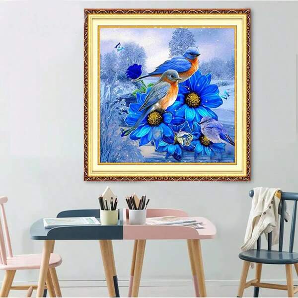 qingfei Kit de Bordado em Ponto Cruz de Pássaro de Inverno, Impressão Precisa, Design Floral e de Pássaro Refrescante para Decoração de Sala de Estar ou Quarto, Artesanato DIY do Vietnã/Camboja