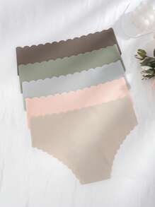 5 Pcs/Pack Women's Sexy Seamless Comfortable Breathable Wavy Trim Sports Briefs