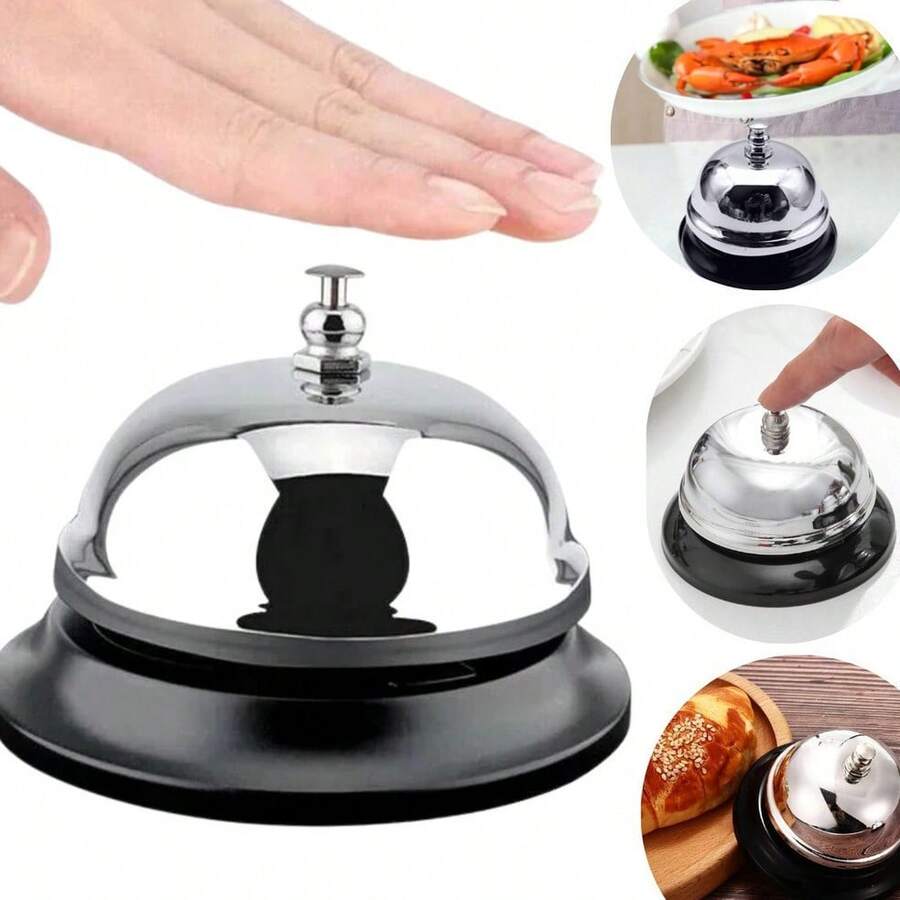 Sino De Balcão Campainha Metal Sineta Chamado Recepção Hotel - Sino De Balcão (NS-4530)+1 Pç - Visão 1