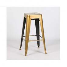 Industrial Loft Style Metal Gold Paint Finish Bar Stool Breakfast - 65.5 Centimetres - View 5