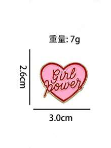 1 pieza Broche en forma de corazón con texto "Give Power" Joya de aleación de zinc chapada en oro