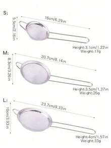 3pcs/1pc Stainless Steel Fine Mesh Tea Strainer With Handle - Japanese Style Matcha Powder Sifter Back To School - Silver - View 7