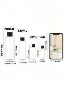 5入 3.4oz 透明圓形肩瓶 附翻蓋蝴蝶蓋，旅行空瓶，化妝品樣品分裝容器，旅行瓶，旅行容器，黑色翻蓋防漏小擠壓瓶，適用於盥洗用品、洗髮精、乳液、護髮素、旅行裝化妝品，居家與旅行，黑色，容量選項 30ml/50ml/80ml/100ml/120ml/150ml，便攜式配件收納 - 黑色 - 查看 11