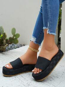 Sandalias de plataforma casuales para mujeres, nuevas sandalias de verano de cuña con estampado floral retro, de punta abierta y correa, versátiles para la playa y los viajes
