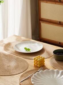 1/2/4/6/8 piezas Manteles individuales ovalados minimalistas color degradado beige-café de poliéster - Albaricoque - Ver 5