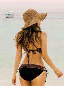 1pc Plain Crochet Big Brim Of A Hat Foldable Straw Hat With Adjustable Strap, Ideal For SpringAutumn Travel, Beach Vacation, Sun Protection, Y2K Style, Youthful Cowboy Hat