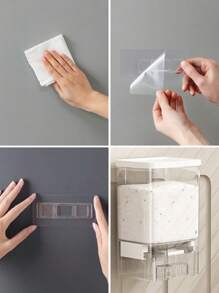 1pc Transparent Wall-Mounted No-Drill Laundry Detergent Storage Box, Indoor Laundry Room/Bathroom Wall Container
