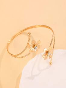 1 Peça Pulseira de Borboleta com Flor Vazada para Mulheres, Design Elegante e Personalizado, Presente para Férias, Festa, Viagem