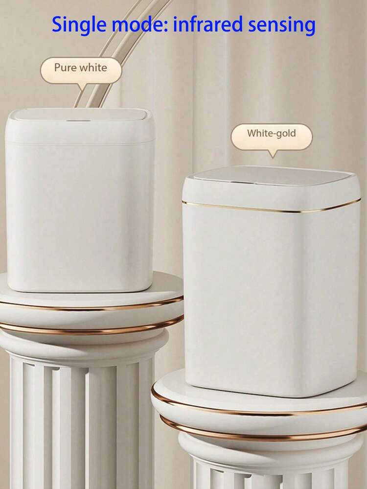 1 st Intelligent Sensor papperskorg med sensorlock, fotsensor, One-Touch Stay Open, Wave Sensor, Knäsensorfunktioner. Lufttät lockdesign tätar effektivt lukt, lågt ljud Långsamt fall, stark batteritid och IPX5 vattentät - Vitt - Visa 3