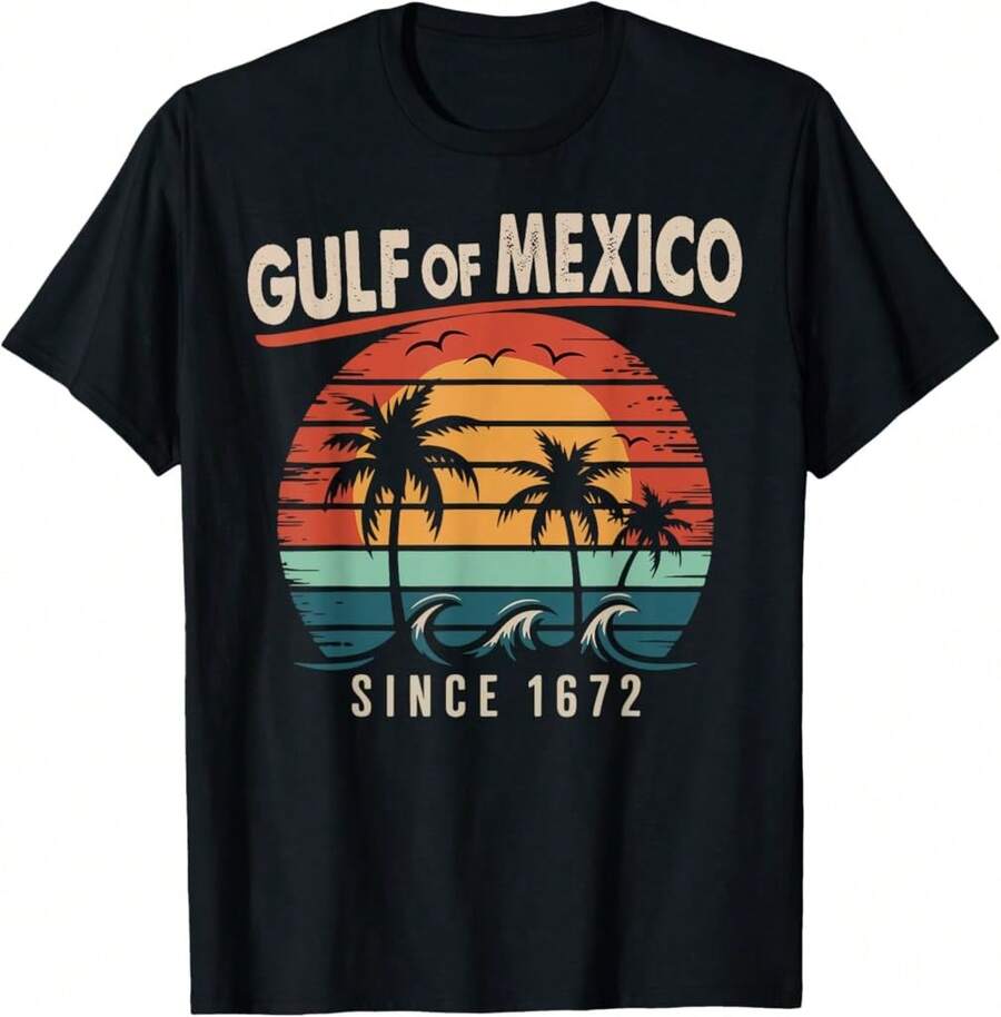 Gulf Of Mexico Shirt Vintage Gulf Of Mexico Since 1672 T-Shirt Gift For Dad Gift For Lawyer Gift For Crafters - Black - View 1